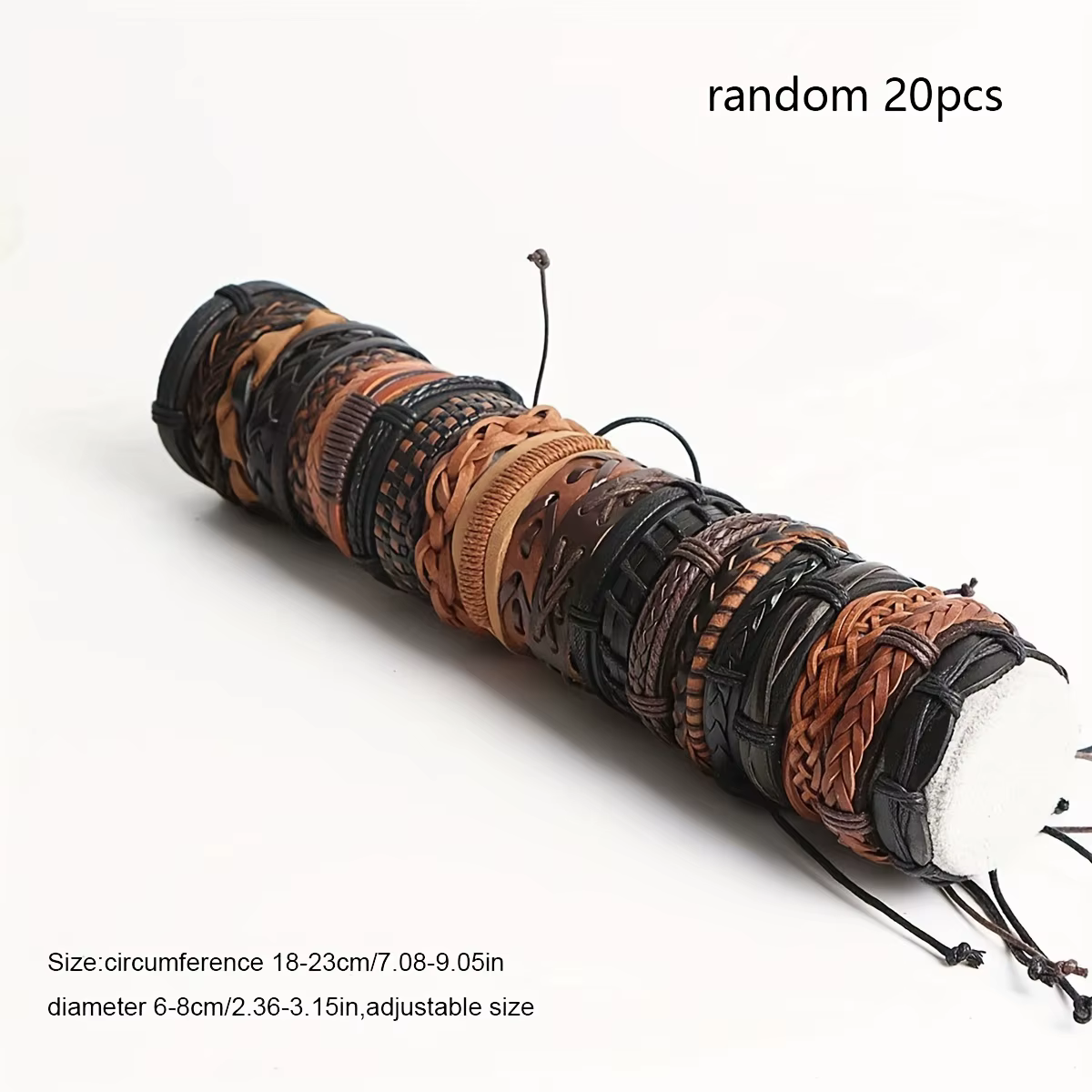 20 pièces Bracelets en cuir tressé pour hommes femmes envelopper perles de bois manchette Bracelet cordons de chanvre