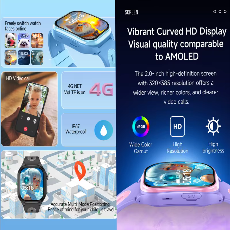 4G enfants montre intelligente GPS WIFI appel vidéo APP télécharger SOS