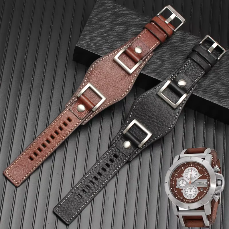 Bracelet de montre en cuir véritable pour Fossil JR1157