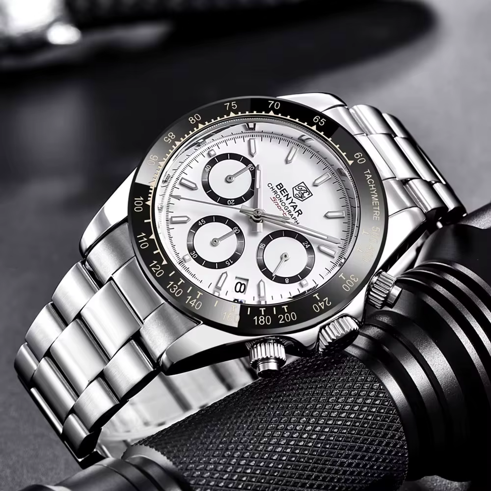 BENYAR 2026 nouveaux hommes montre 40mm montre-bracelet à Quartz classique de luxe chronographe en acier inoxydable