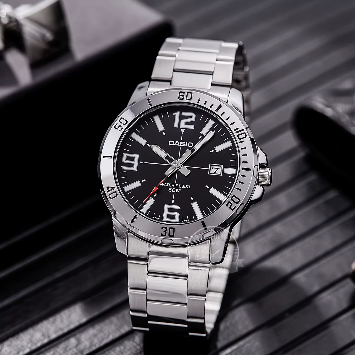 Montre Casio pour hommes Bracelet en acier inoxydable styles d'affaires relogio masculino MTP-VD01D