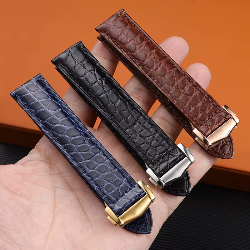 Pour Omega Crocodile bracelet De montre en cuir véritable De Ville hippocampe Super