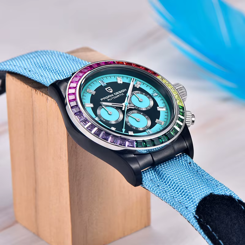 PAGANI DESIGN PD-1732 montre mécanique automatique 40MM V2 cercle arc-en-ciel montre-bracelet multifonction pour hommes saphir 100M étanche