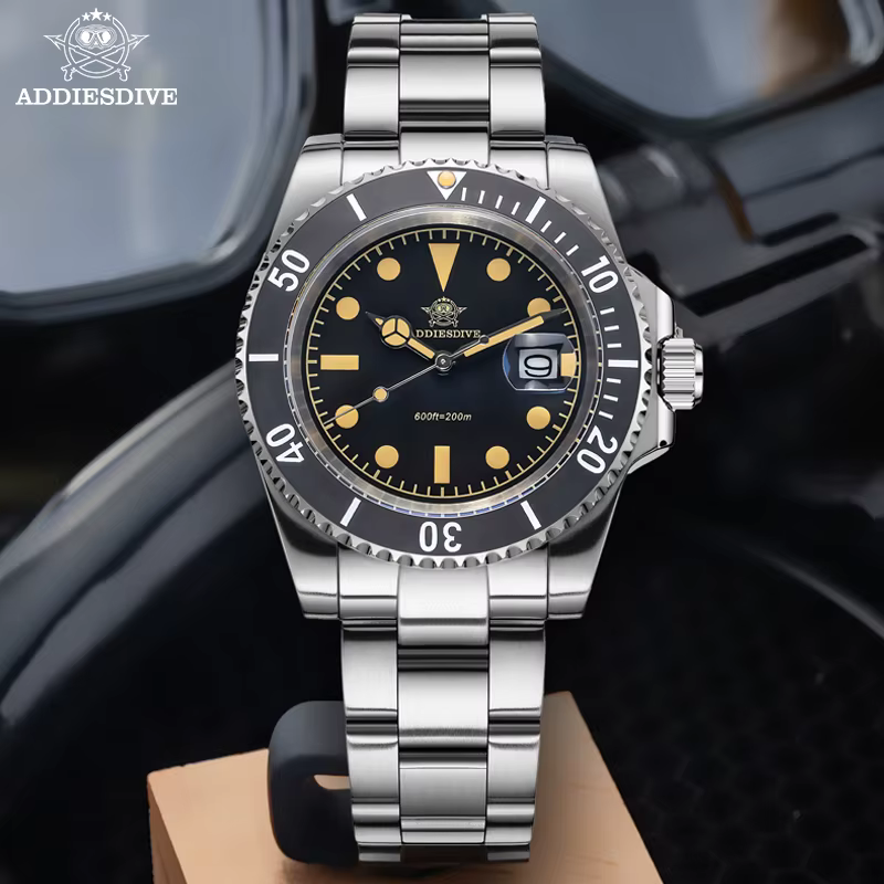 ADDIESDIVE montre de luxe pour hommes 2115 mouvement à Quartz montres de plongée de mode lunette en céramique 200m étanche rétro montre-bracelet lumineuse