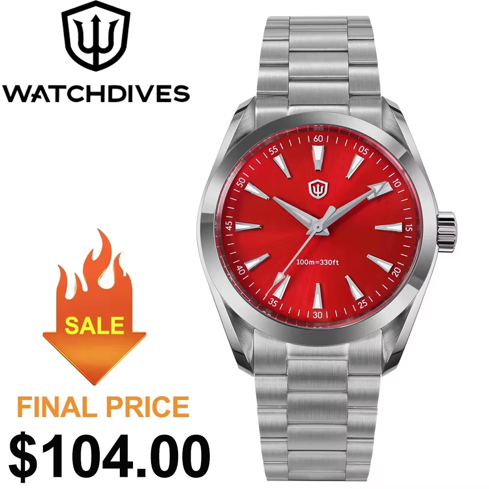 Watchdives WD0006 montre VH31 balayage deuxième mouvement dôme saphir cristal BGW9 lumineux 10Bar étanche 38mm montres Vintage