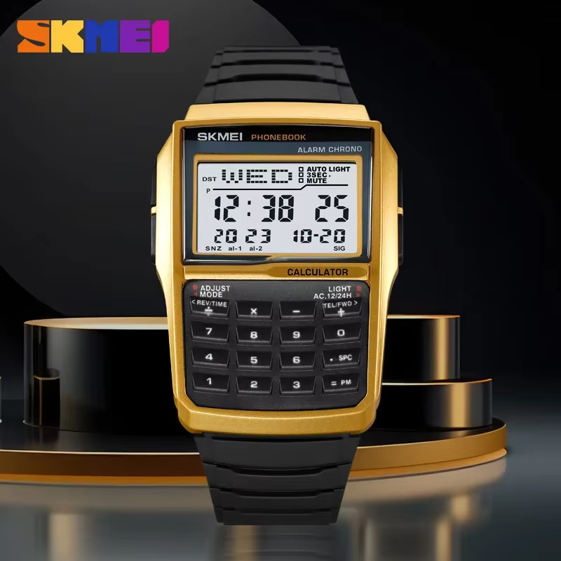 SKMEI 2255 Montre pour hommes double temps compte à rebours décontracté livre de téléphone numérique