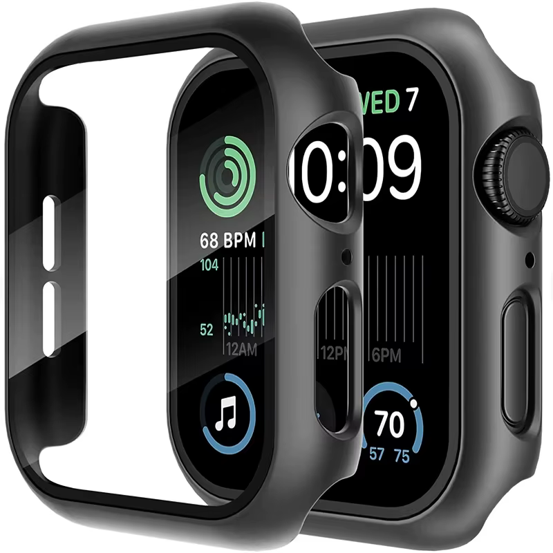 Verre + couvercle pour boîtier de montre Apple 9 8 7 6 SE 5 accessoire iWatch protecteur d'écran