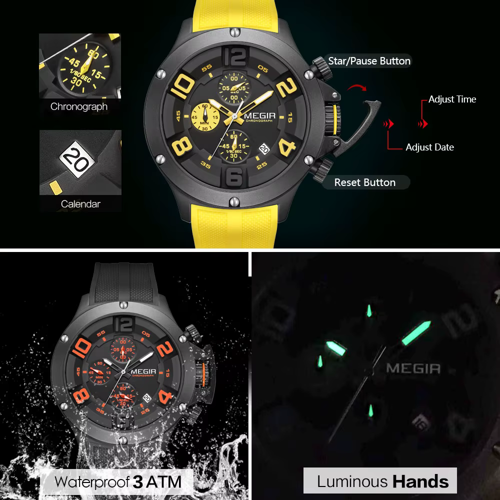 Montre de sport à quartz à grand cadran pour homme
