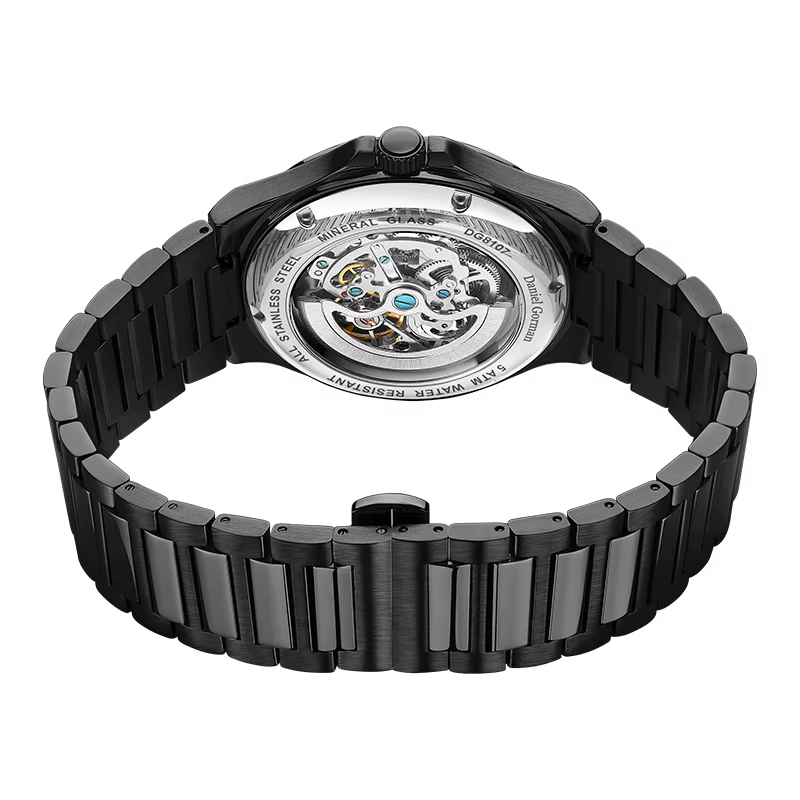 DG Montre automatique de luxe colorée entièrement ajourée