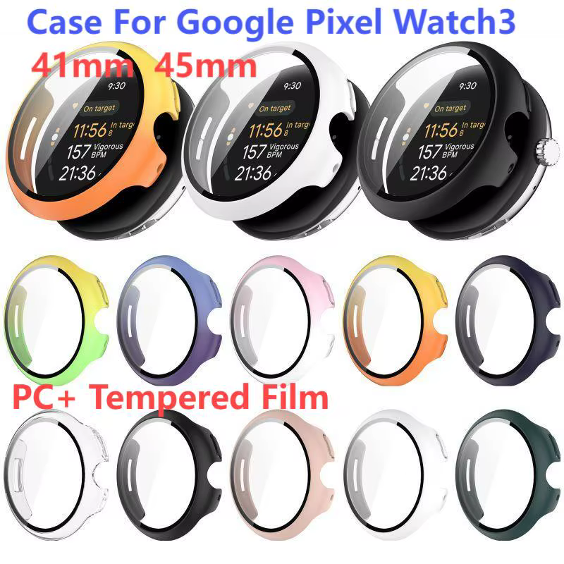 Pour Google Pixel Watch3 41/45MM PC coque Film couverture étui de protection intégré multicolore montre intelligente