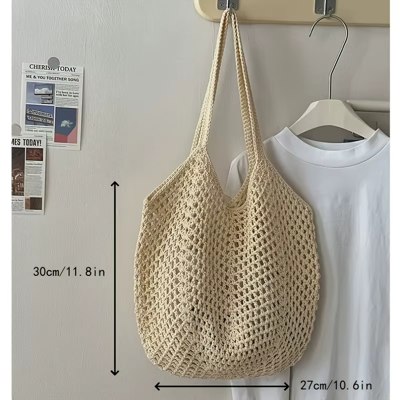 Sacs de plage pour femmes - Sac fourre-tout de plage pour femme, sac fourre-tout d'été en paille ajourée pour le marché des vacances
