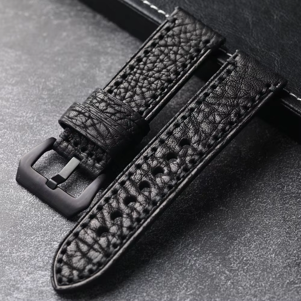 Bracelet de montre en cuir de bison nord-américain fait à la main pour homme