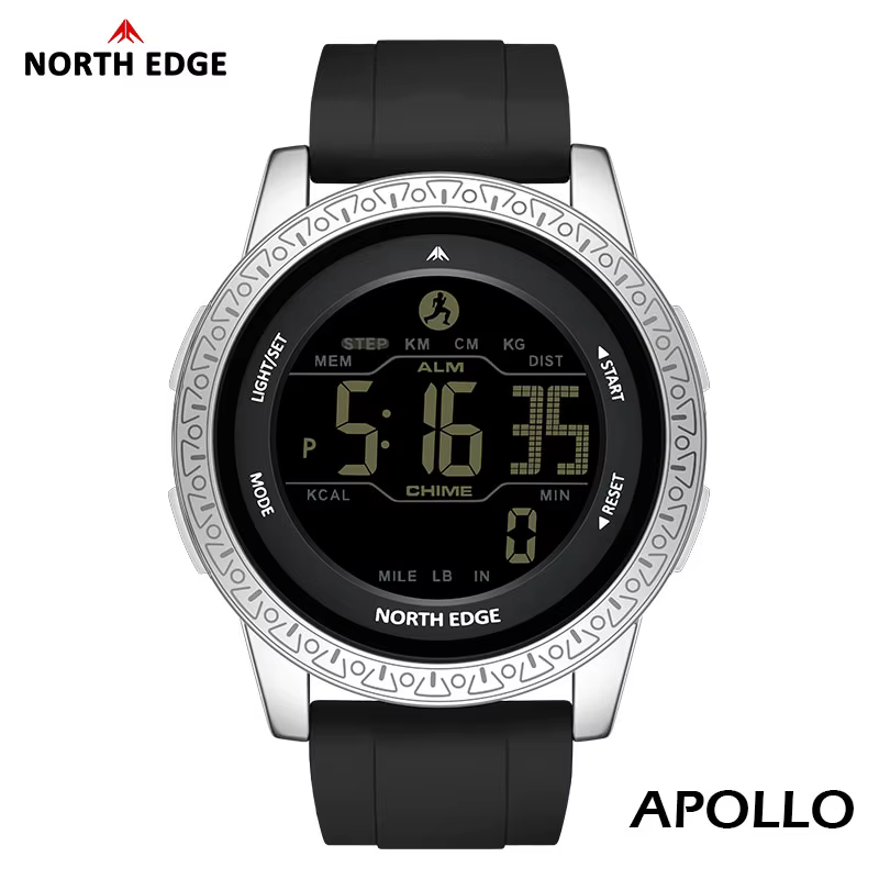 NORTH EDGE luxe hommes femmes podomètre montre-bracelet numérique étanche 50m sport double temps réveil montres de couple APOLLO