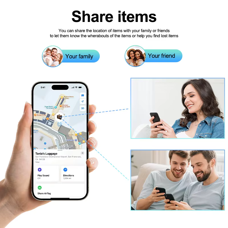 Lot de 4 AirTag anti-perte, traqueur GPS compatible Apple iOS, localisateur pour porte-clés, portefeuille, voiture, animaux