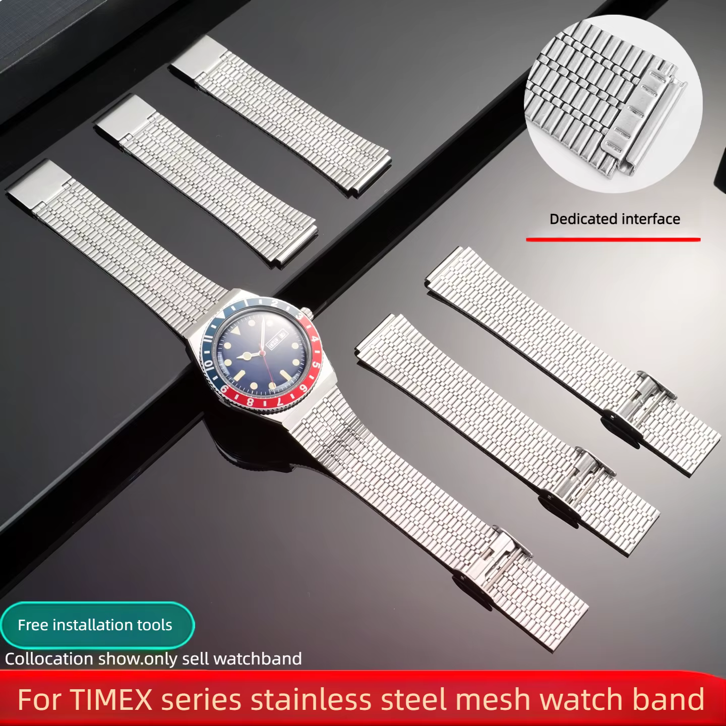 Pour Timex Q TIMEX série 18mm Bracelet de montre en acier inoxydable TW2T80700 TW2U61300 TW2U61200 Bracelet de montre en métal rétro remplacer le Bracelet