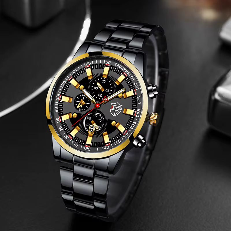 Montre homme Montre-bracelet à Quartz en acier inoxydable pour homme