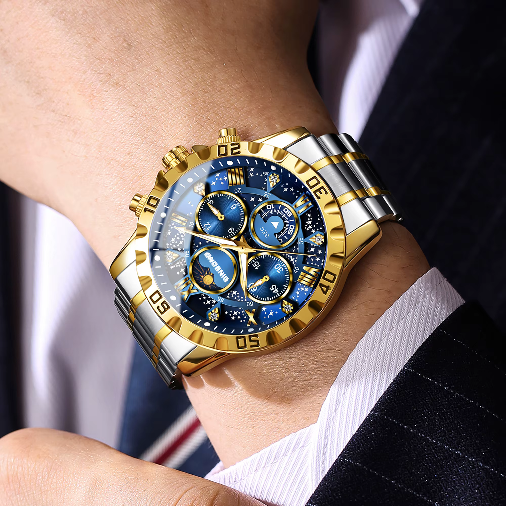 Montres à quartz de marque originale BINBOND pour hommes