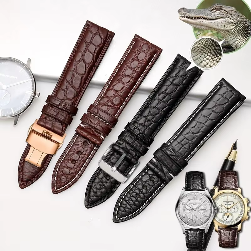 Bracelet de montre en cuir de crocodile pour Rolex SEIKO Citizen CARTIER Tank CLÉ