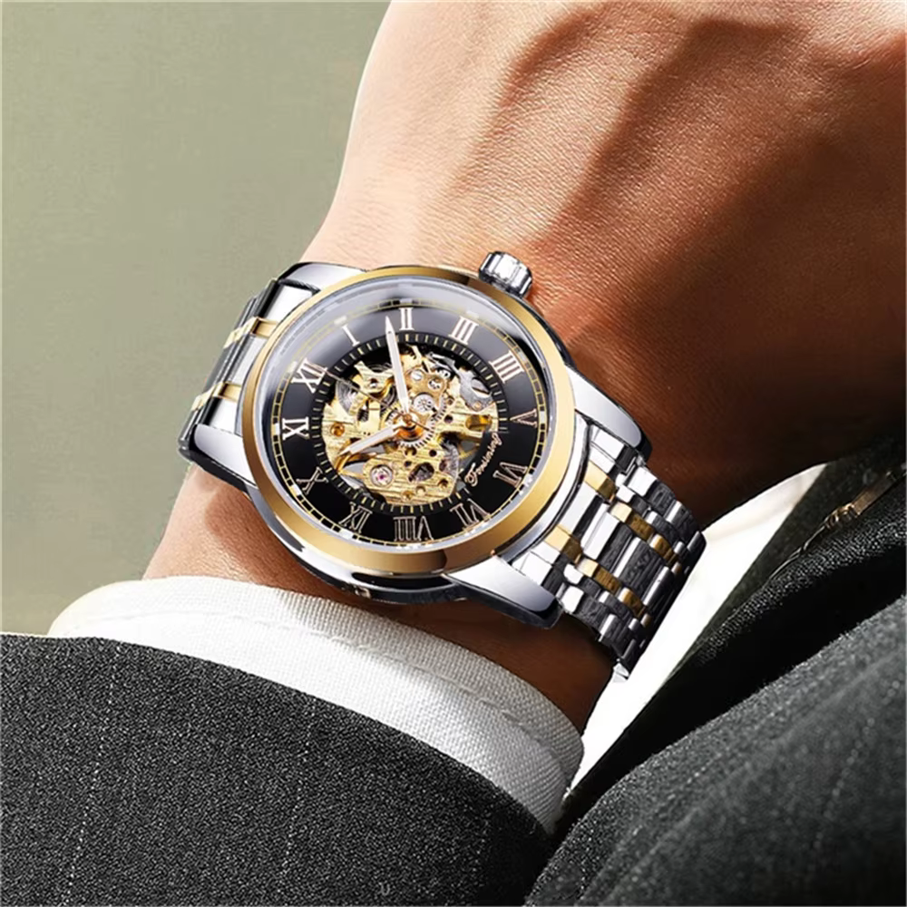 Forsining 349 Montre-bracelet mécanique à remontage manuel pour homme