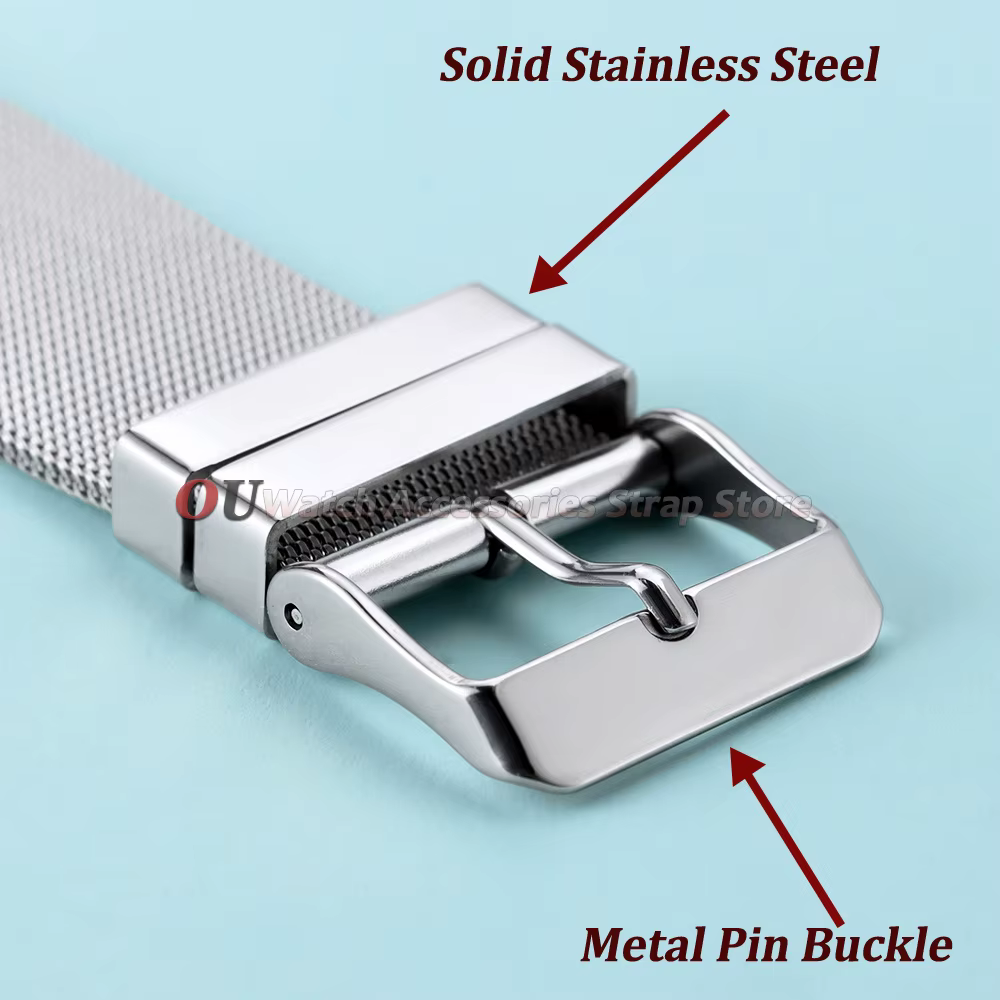 Bracelet de montre en maille de 0.4mm, 18mm, 20mm, 22mm, en acier inoxydable, bracelet milanais pour Omega, Seiko, Swatch, pour hommes et femmes