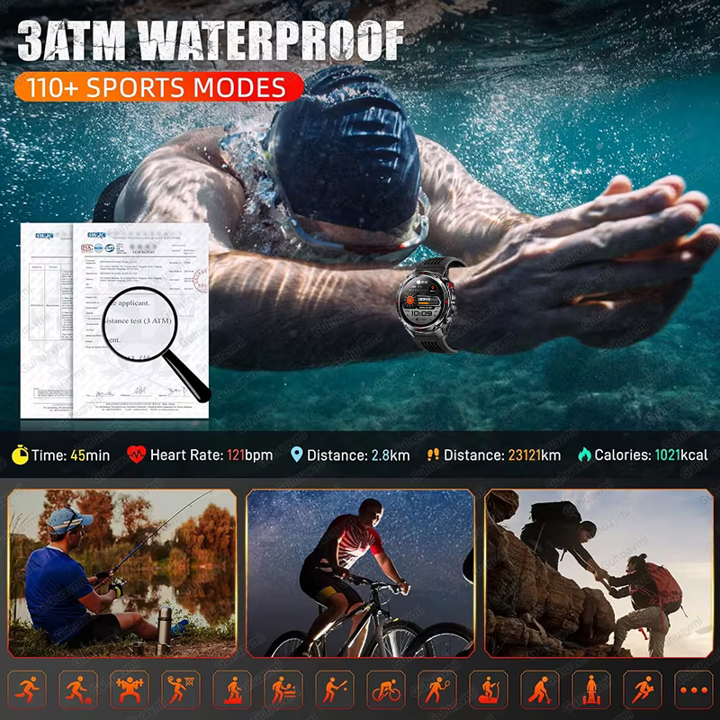 Forerunner 570 GPS montre intelligente 3ATM étanche AMOLED écran MULTI-bande GNSS boussole altimètre lampe de poche sport Smartwatch hommes