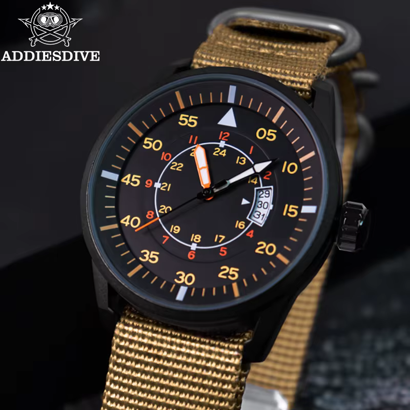 ADDIESDIVE nouvelle montre à Quartz JD1508 pour hommes sport Hardlex cadran fenêtre 50M étanche montres bracelet en Nylon Relogio Masculino