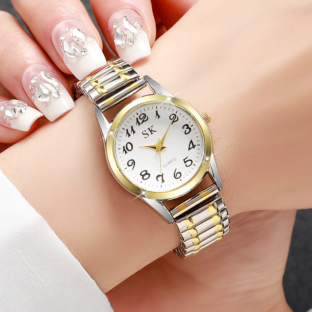 Élégant petit cadran femmes montres mode bracelet élastique montre à Quartz Reloj Mujer (sans boîte)