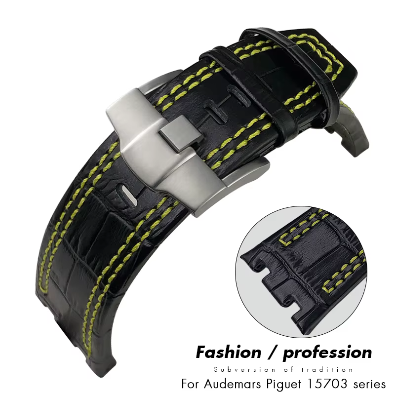 Bracelet de montre en cuir véritable pour Audemars AP Piguet 15703 15710 26470 Royal Oak Offshore 28mm noir marron bleu