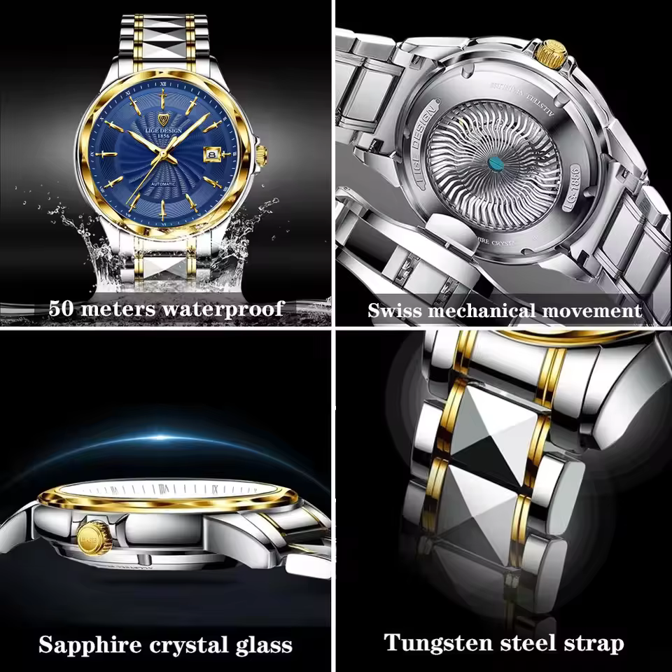 LIGE – montre d'affaires pour hommes