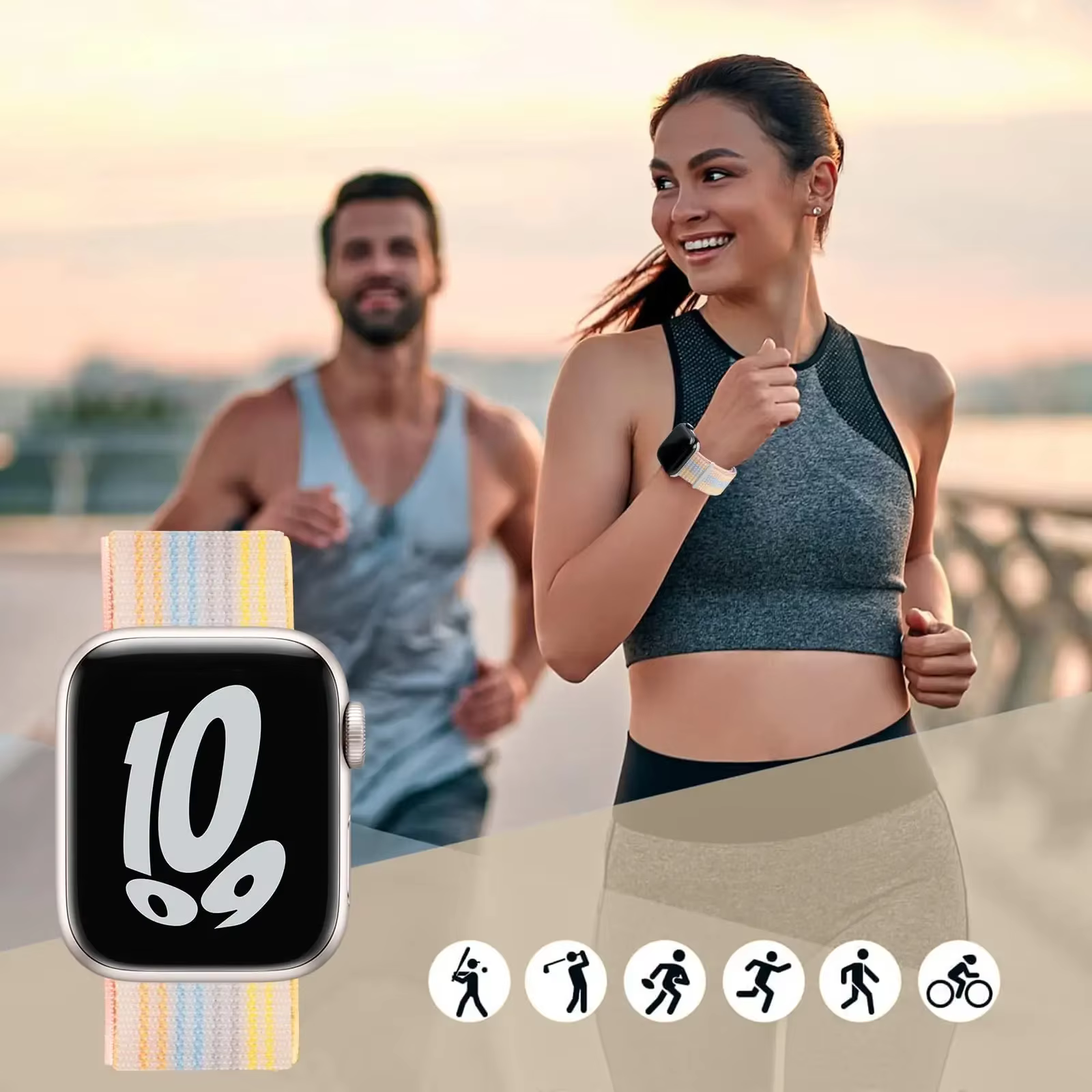 Bracelet à boucle en nylon pour Apple Watch Band