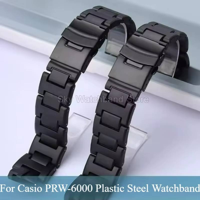 Pour Casio PRO TREK – bracelet de montre en plastique et acier noir