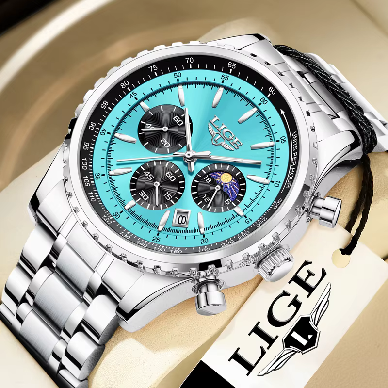 Relogio Masculino LIGE nouveaux hommes montre avec entièrement en acier étanche