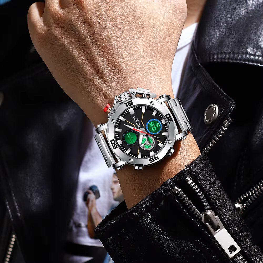 SANDA Original Sport montre-bracelet pour hommes Quartz double affichage montre numérique homme étanche montres militaires Relogio Masculino