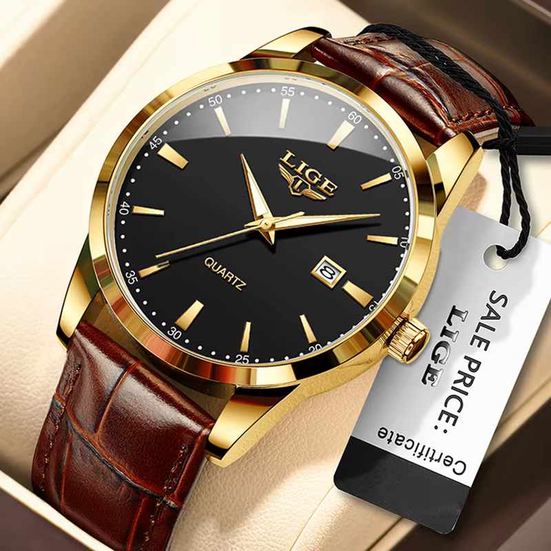 LIGE hommes montres haut de gamme de luxe militaire Montre à Quartz
