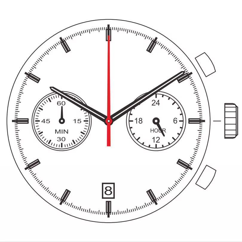 Montre à quartz Sunon PE602T - Chronographe avec aiguille des secondes fluide et petites aiguilles 3/9 - Alternative abordable aux montres coûteuses