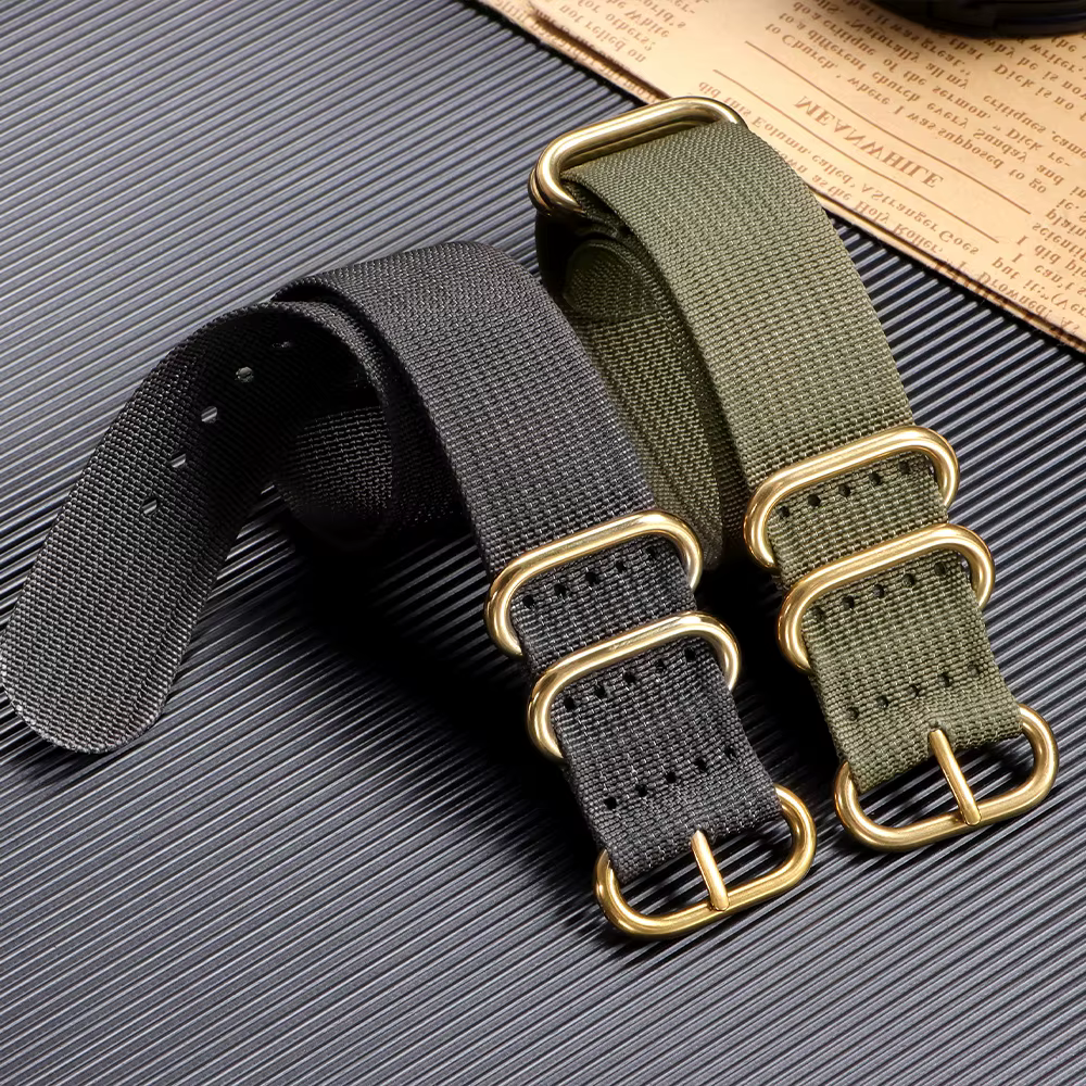 Bracelet de montre en nylon durable avec boucle dorée 18mm 20mm 22mm 24mm pour Omega pour Seiko