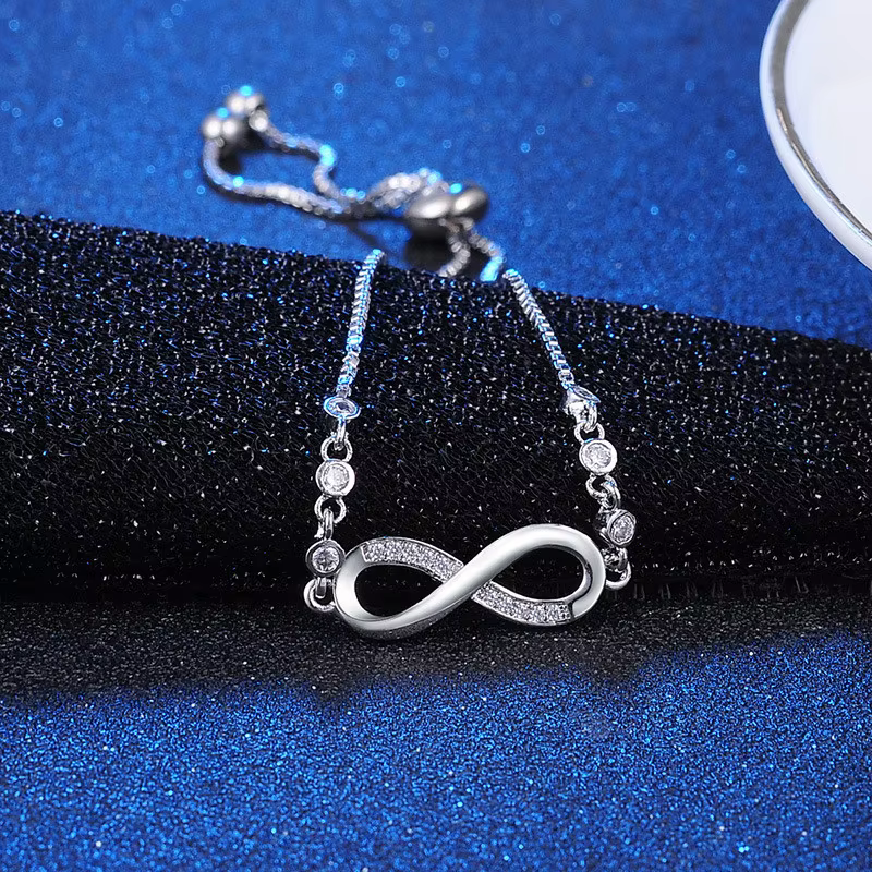 Nouveaux jolis bracelets en argent sterling 925 avec cristaux pour femmes, bijoux de mode, accessoires de fête et de mariage, cadeaux pour la Saint-Valentin