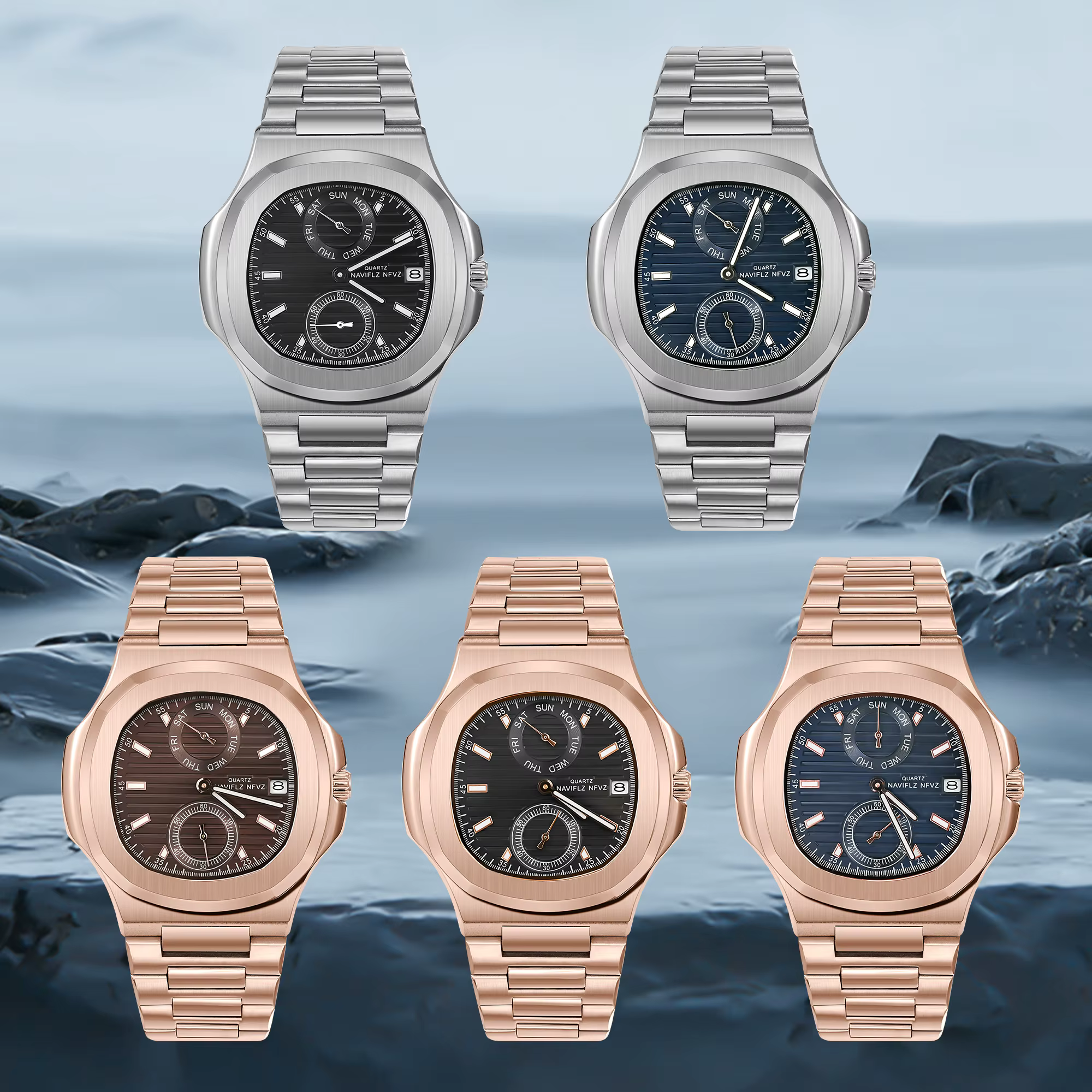Montres pour hommes, marque de luxe haut de gamme, chronographe, montre de sport, montre à quartz en acier inoxydable pour hommes, montre-bracelet pour hommes d'affaires, étanche