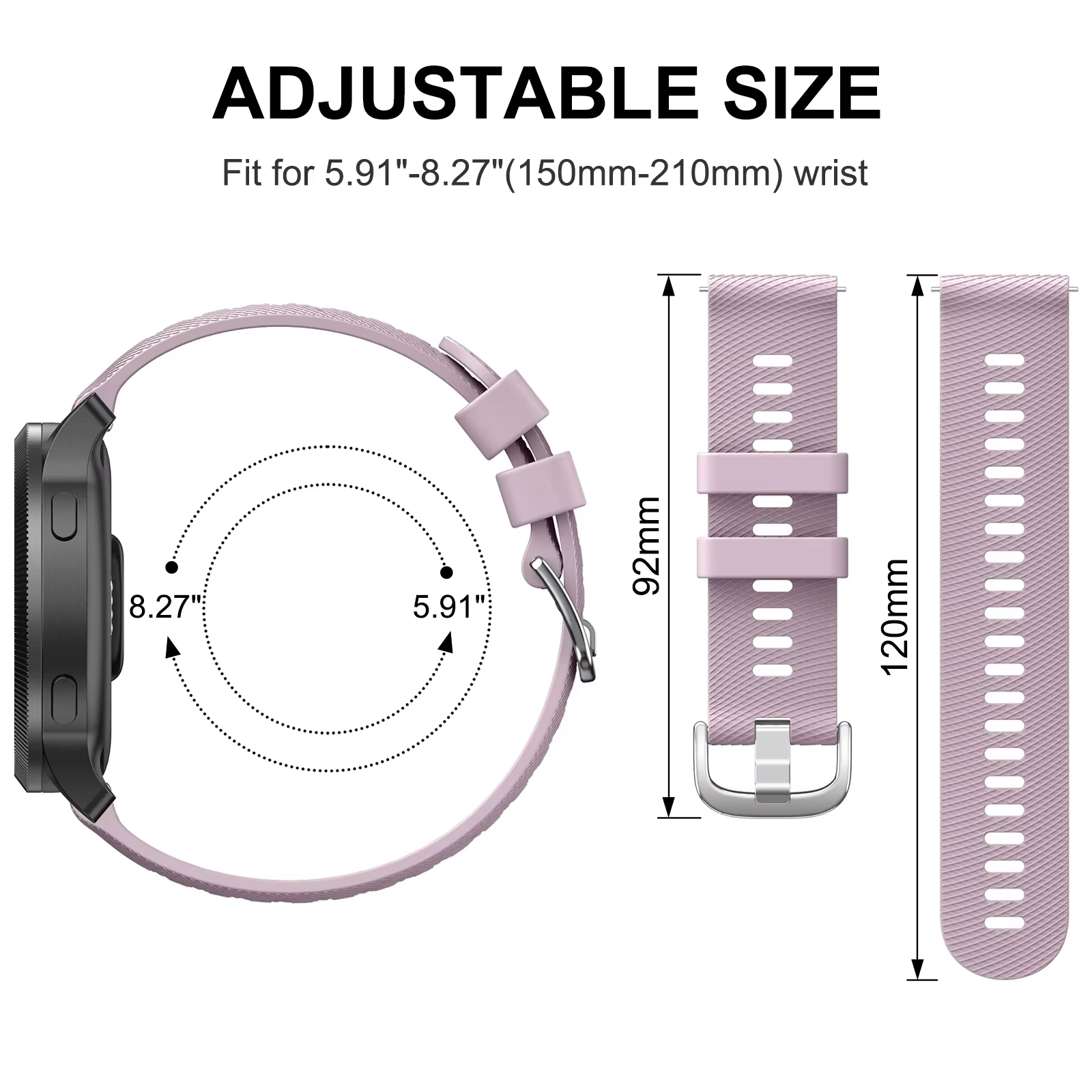 Bracelet 18/20/22mm pour Garmin Vivoactive 4 5 3 s/Venu 3 2s Sq 2 Plus/Forerunner 265 255S 645 245