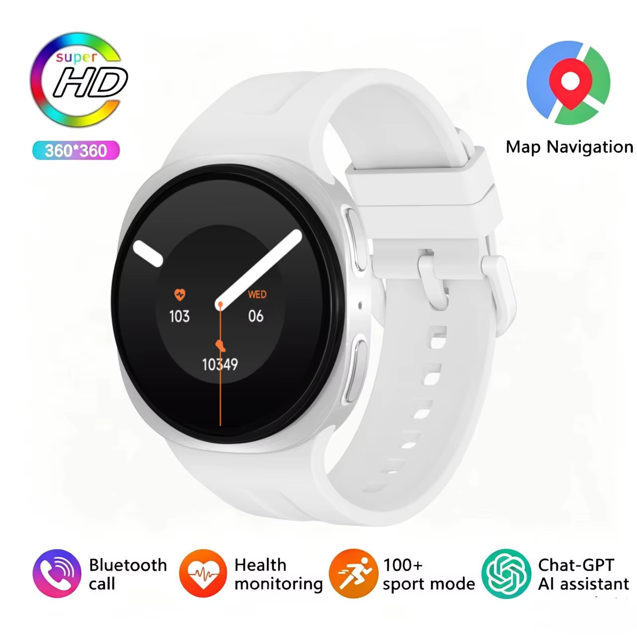 Montre connectée GPS avec navigation cartographique 2026 pour hommes et femmes, boussole NFC, montre de sport, appels Bluetooth, écran AMOLED HD, Smartwatch 9 mini