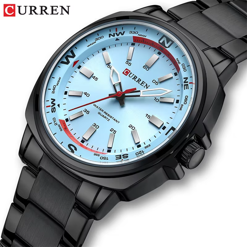 CURREN 8455 montre à Quartz de mode pour hommes affaires bracelet en acier inoxydable veilleuse étanche