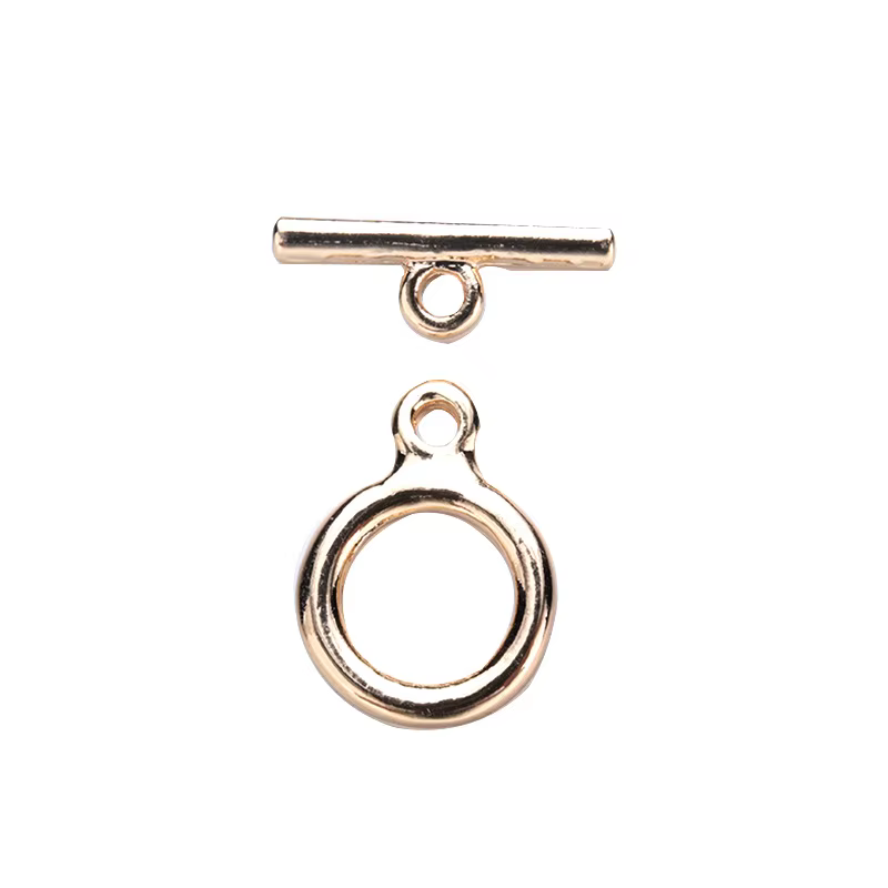 (3341) 6 ensembles de fermoirs ronds en laiton plaqué or 24 carats de 15x11 mm