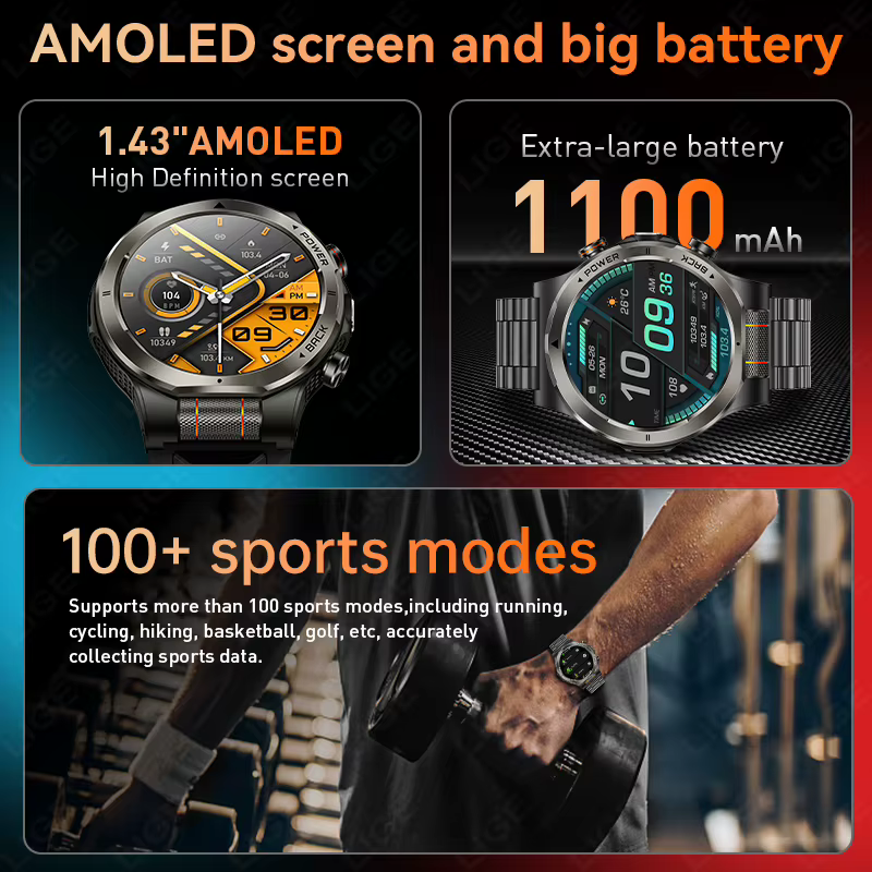 Montre connectée sportive LIGE pour hommes