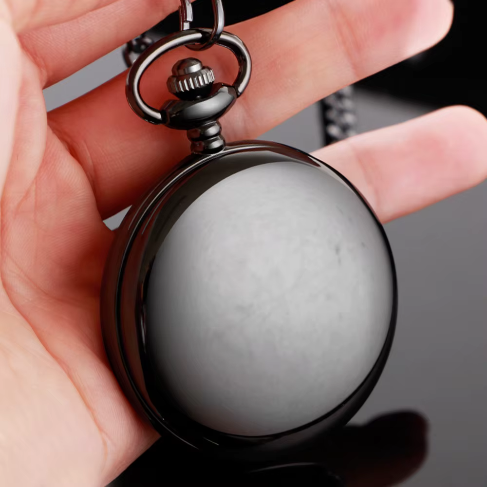 Montre de poche classique en acier poli à quartz pour homme, cadeau idéal