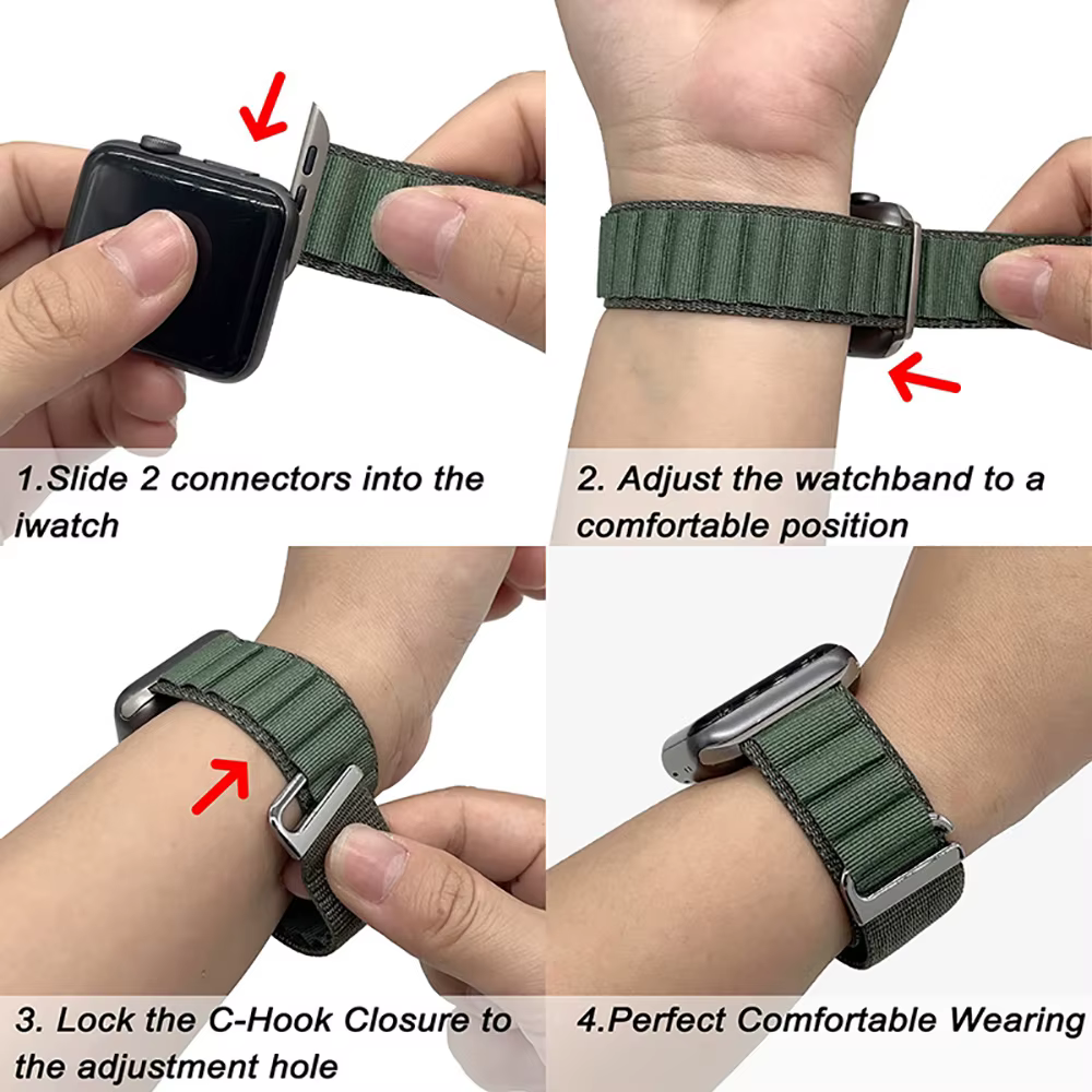 Bracelet en Nylon à boucle alpine pour Apple Watch 41 42 44 45 49mm 46mm hommes femmes