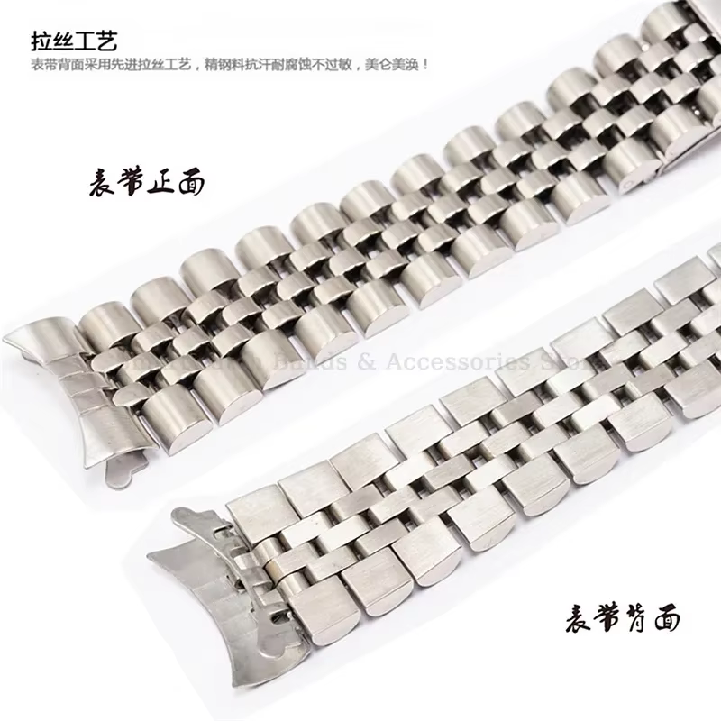 Bracelet de montre en métal à extrémité incurvée, 13/17/18/2/21/22mm, pour Rolex DATEJUST, boucle pliable en acier inoxydable solide pour Bracelet de luxe jubilé