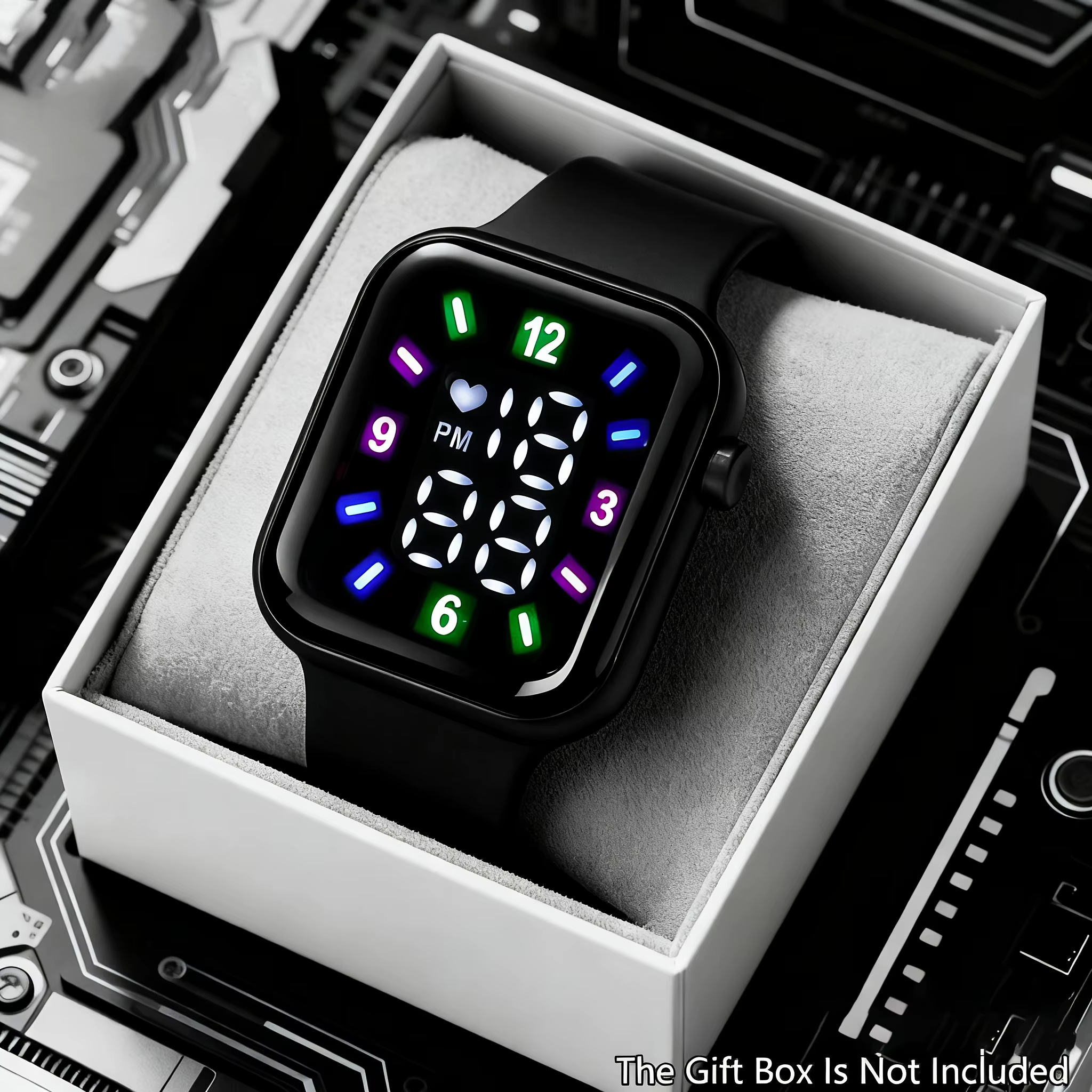 Montre électronique numérique 1 pièce pour femme avec fonctions Date/heure/alarme/chronomètre - Cadran carré