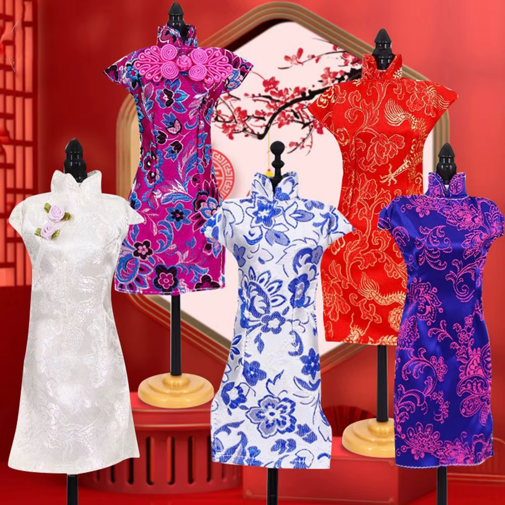 Robe de soirée de style cheongsam traditionnelle chinoise faite à la main, accessoires uniques, vêtements de beurre, 30cm, 1/6