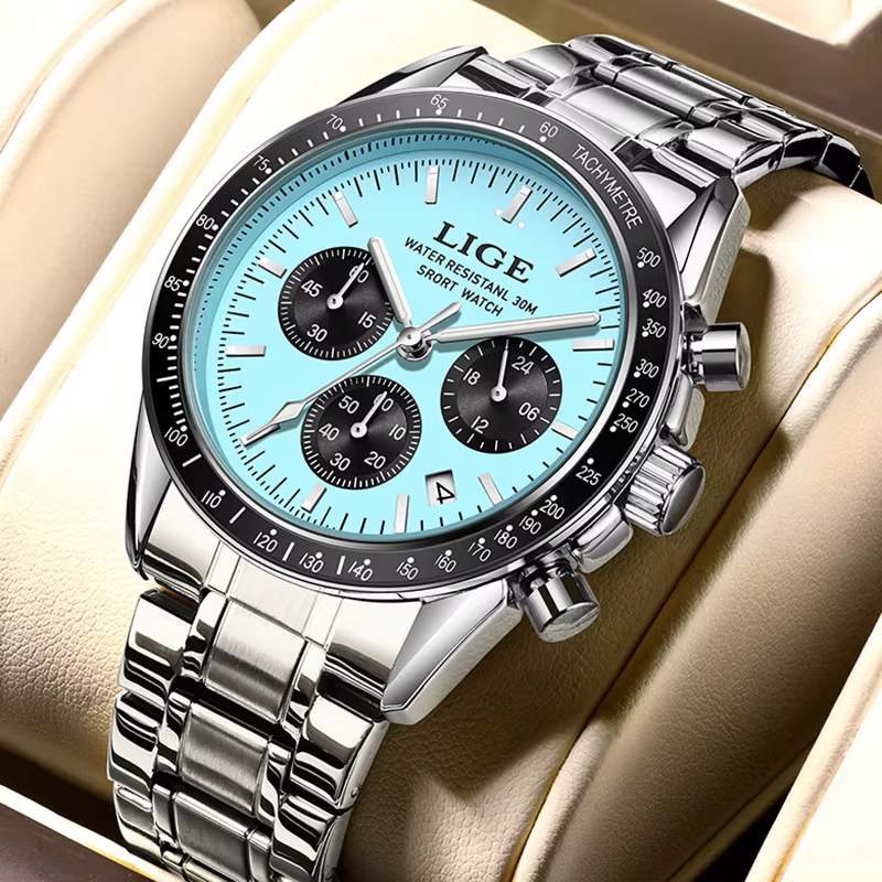 Montre d'affaires entièrement en acier étanche pour homme