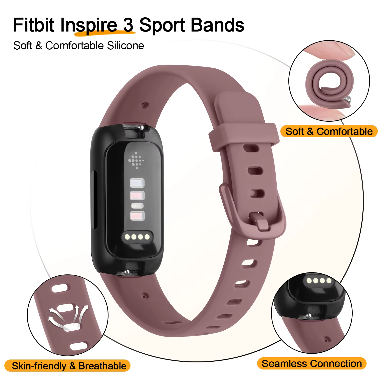 Bracelet en Silicone souple pour Fitbit Inspire 3/Inspire 2